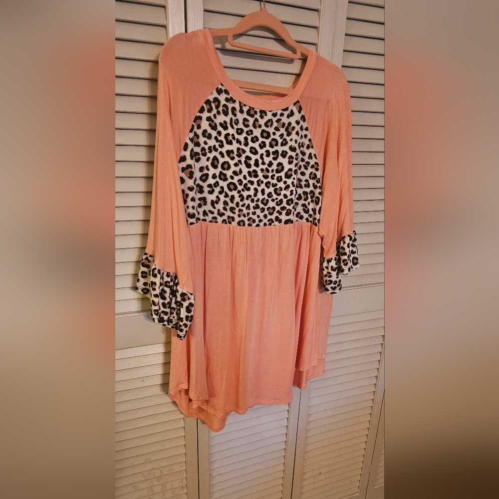 Melon and Print 1X blouse